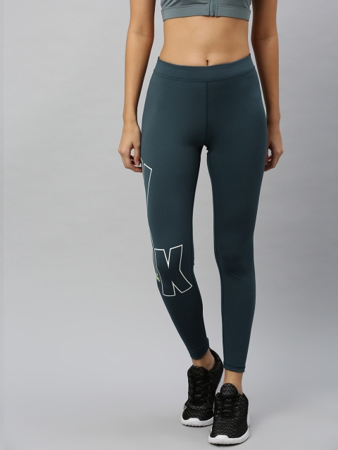 

HRX by Hrithik Roshan Women Teal Blue Printed Rapid-Dry Running Tights