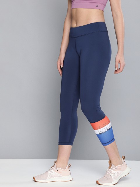 

HRX by Hrithik Roshan Women Navy Blue Solid Rapid Dry Three-Fourth Training Tights