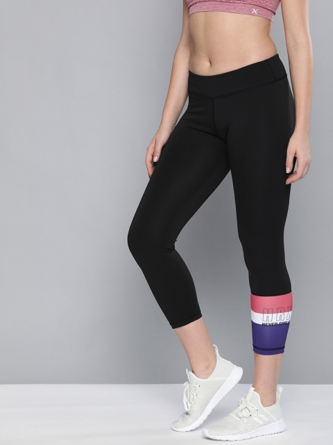 

HRX by Hrithik Roshan Women Black Solid Rapid Dry Three-Fourth Training Tights