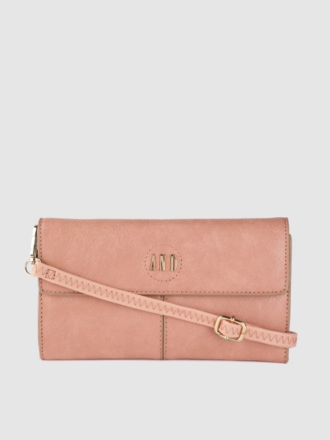 

AND Women Peach-Coloured Solid Purse