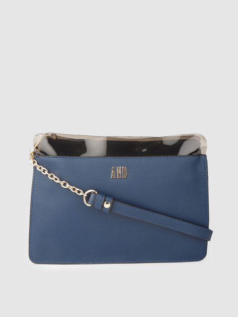 

AND Navy Blue Solid Sling Bag