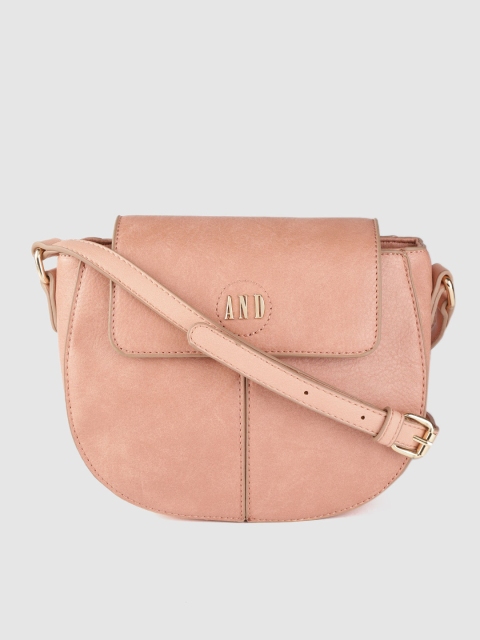 

AND Peach-Coloured Solid Sling Bag