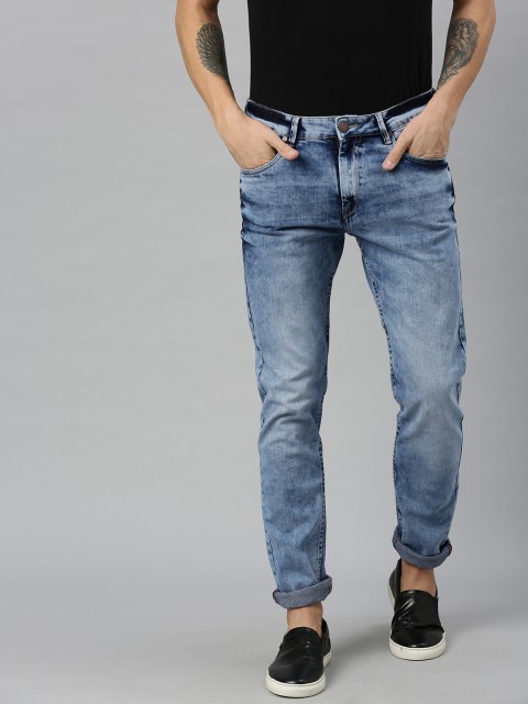 

HERE&NOW Men Blue Regular Fit Mid-Rise Clean Look Stretchable Jeans