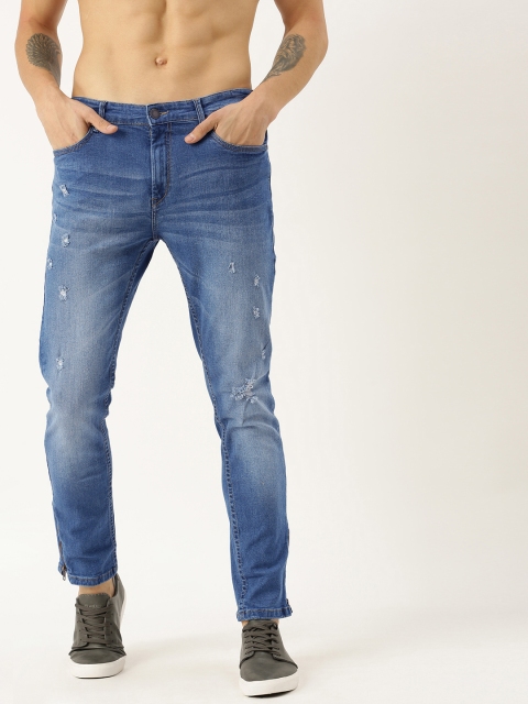 

Moda Rapido Men Blue Slim Fit Mid-Rise Low Distress Stretchable Ankle-Length Jeans