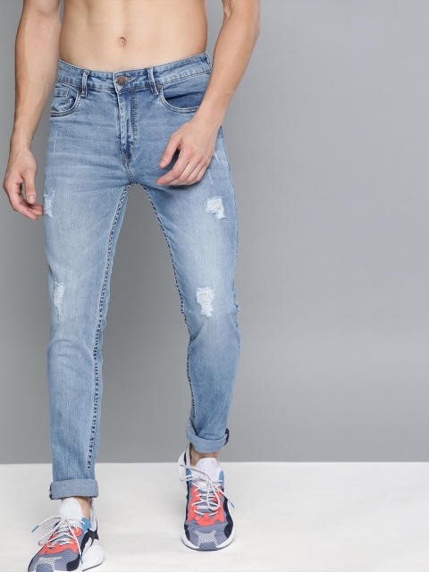 

HERE&NOW Men Blue Slim Fit Mid-Rise Mildly Distressed Stretchable Jeans