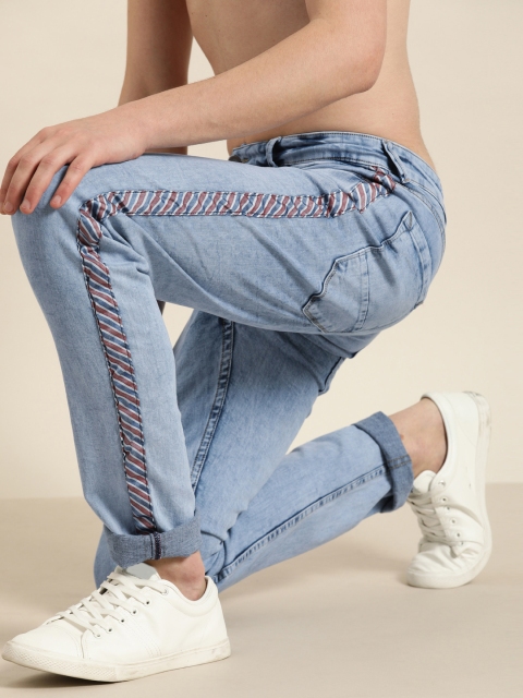 

Moda Rapido Men Blue Slim Fit Mid-Rise Clean Look Stretchable Jeans With Stripes
