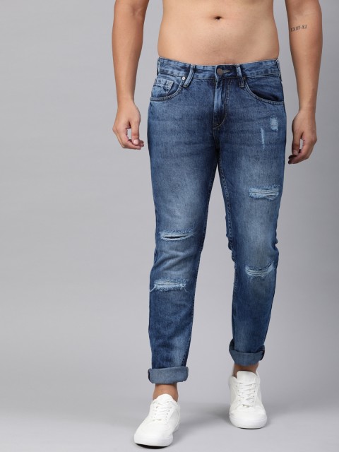 

HERE&NOW Men Blue Slim Fit Mid-Rise Mildly Distressed Jeans