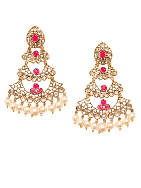 

SALWAR STUDIO Gold-Toned & Red Classic Chandbalis
