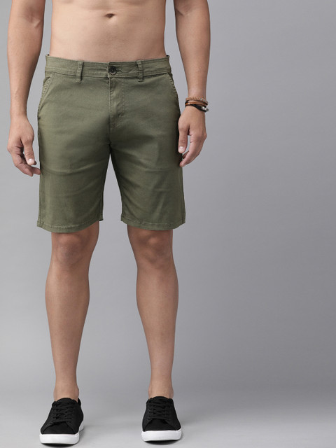 

Roadster Men Olive Green Solid Regular Fit Chino Shorts