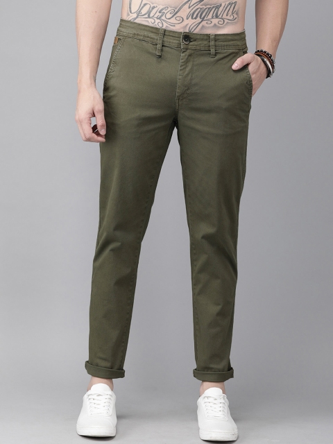 

Roadster Men Olive Green Regular Fit Solid Chinos