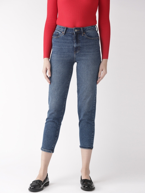 

Marks & Spencer Women Blue Regular Fit High-Rise Clean Look Stretchable Cropped Jeans