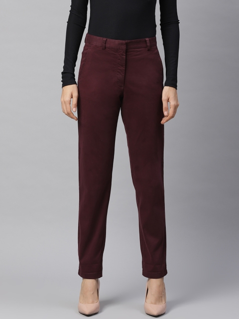 

Marks & Spencer Women Burgundy Regular Fit Solid Formal Trousers