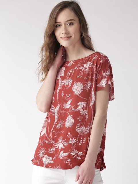 

Marks & Spencer Women Maroon & Off-White Printed Top