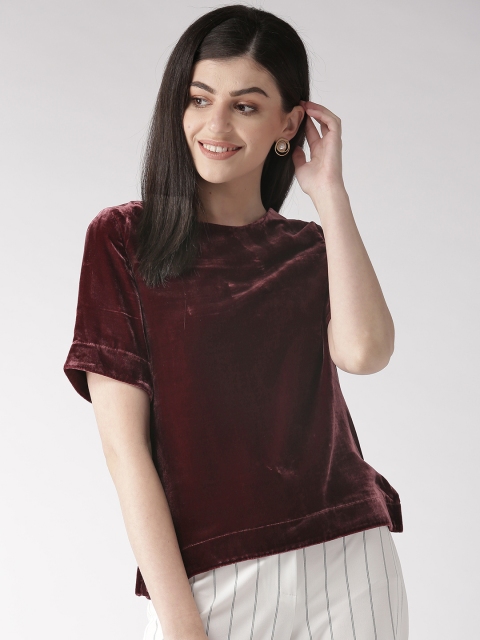 

Marks & Spencer Women Burgundy Velvet Finish Solid Top