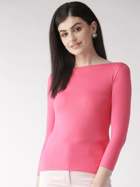 

Marks & Spencer Women Pink Solid Boat Neck T-shirt