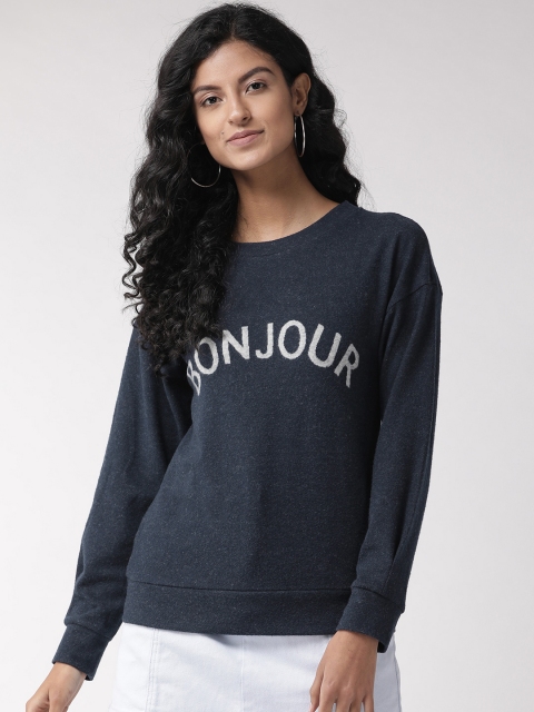 

Marks & Spencer Women Navy Blue & Off-White Printed Sweatshirt