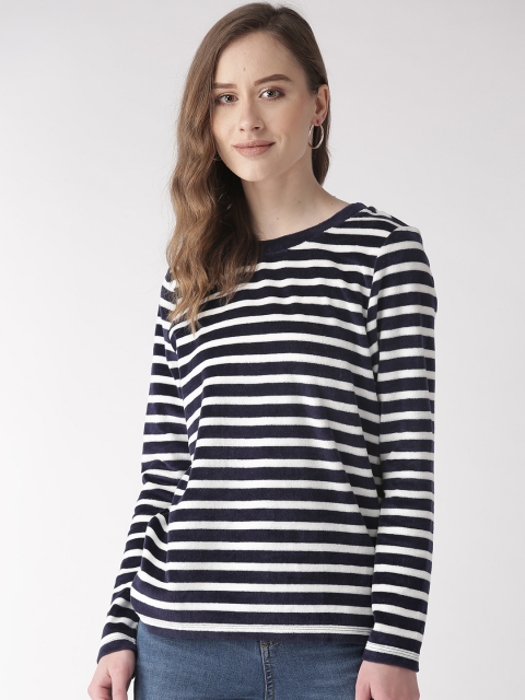 

Marks & Spencer Women Navy Blue & White Striped Sweatshirt