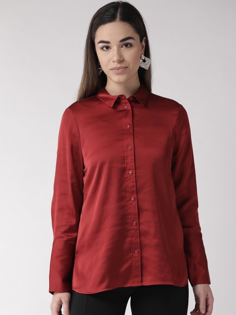 

Marks & Spencer Women Maroon Regular Fit Satin Finish Solid Partywear Shirt