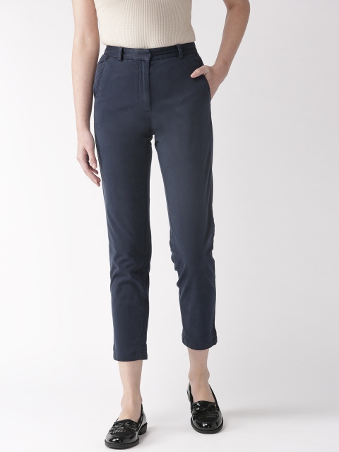 

Marks & Spencer Women Navy Blue Regular Fit Solid Cropped Chinos