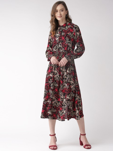 

Marks & Spencer Women Black & Pink Floral Printed A-Line Dress