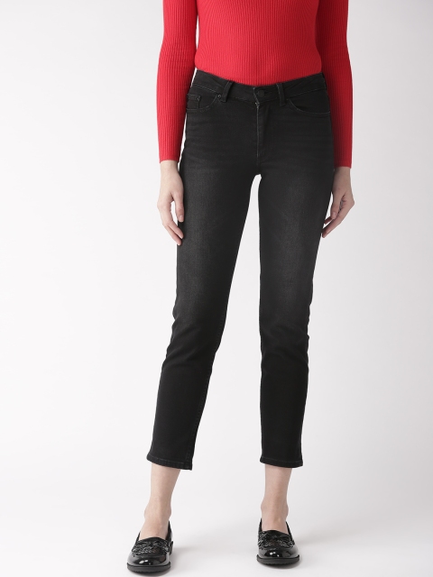 

Marks & Spencer Women Black Relaxed Slim Fit Mid-Rise Clean Look Stretchable Cropped Jeans