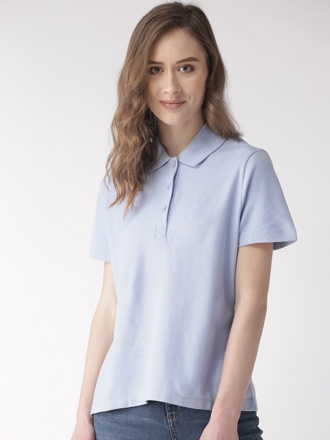 

Marks & Spencer Women Blue Solid Polo Collar T-shirt