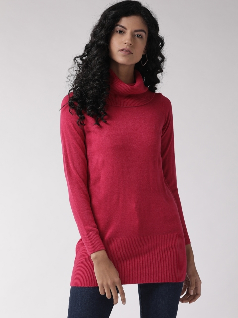 

Marks & Spencer Women Magenta Longline Solid Pullover Sweater