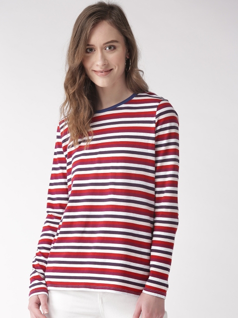 

Marks & Spencer Women Red & White Striped Round Neck T-shirt