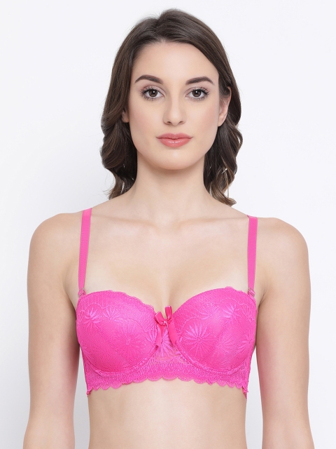 

Clovia Pink Solid Padded Wired Balconette Push-Up Bra BR1990A1434
