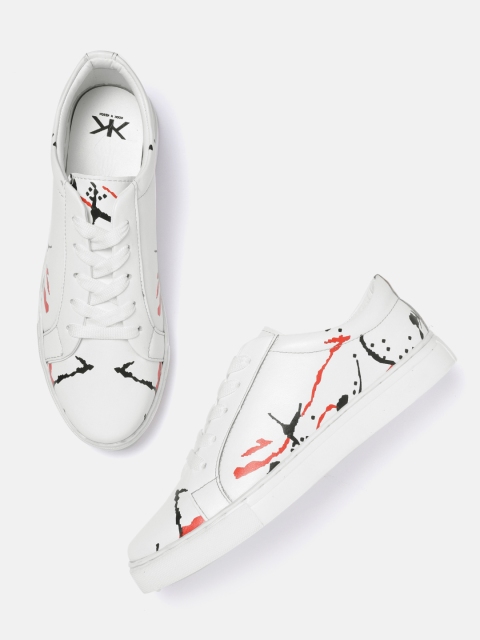 

Kook N Keech Women White & Red Printed Sneakers