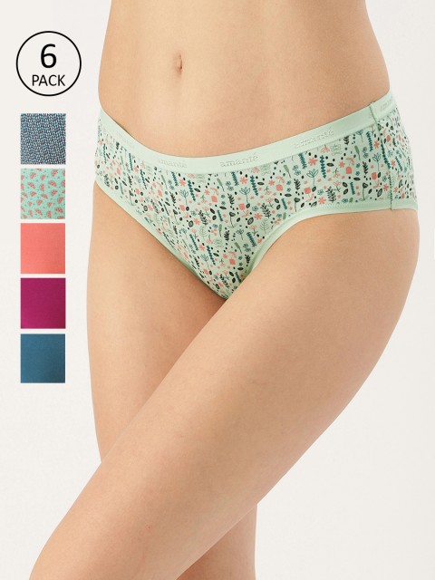 

Amante Women Pack Of 6 Hipster Briefs, Sea green