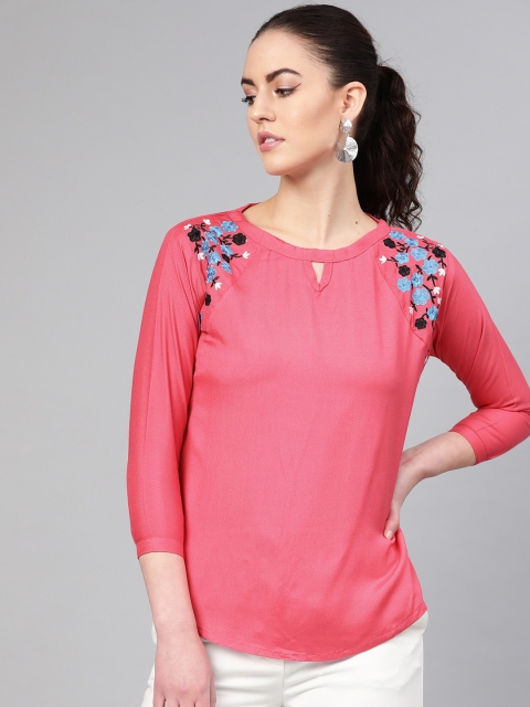 

MITAHA Women Pink Solid Top