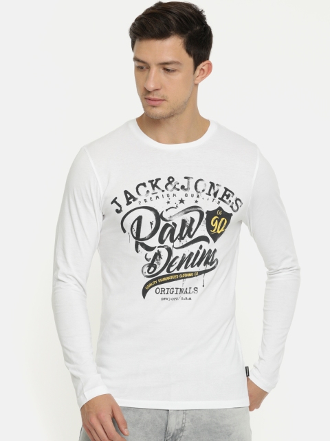 

Jack & Jones Men White Printed Round Neck T-shirt