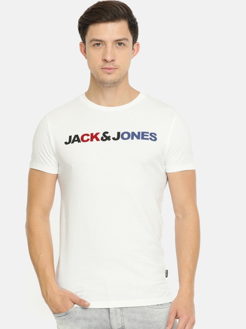 

Jack & Jones Men White Printed Round Neck T-shirt
