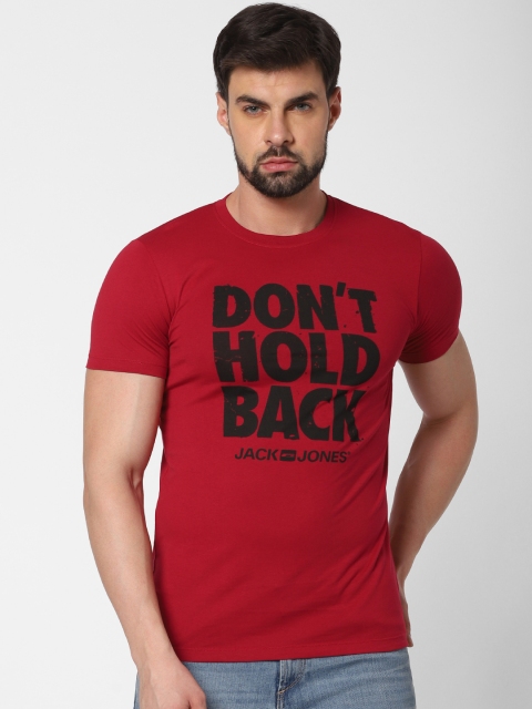 

Jack & Jones Men Red Printed Round Neck T-shirt