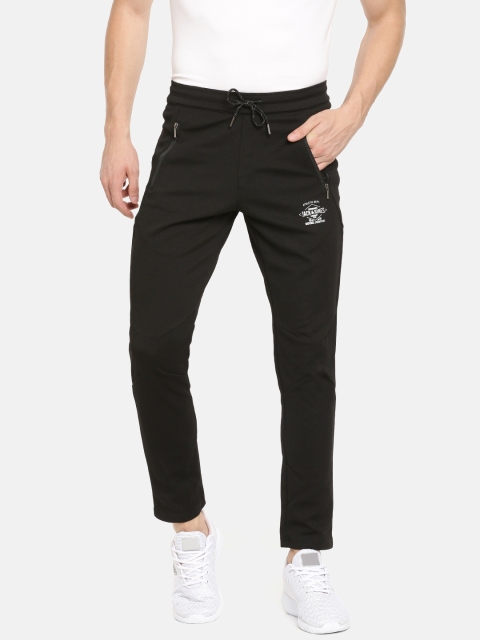 

Jack & Jones Men Black Self Design Straight Fit Track Pants