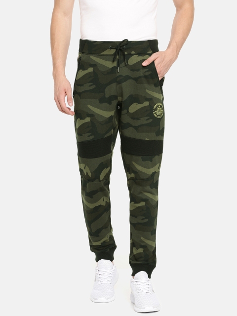 

Jack & Jones Men Olive Green Camouflage Printed Straight Fit Track Pants