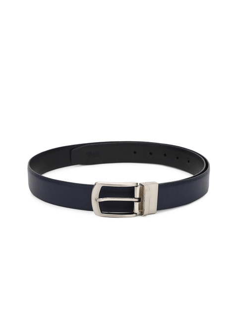 

Calligraphy Men Navy Blue Solid Reversible Belt