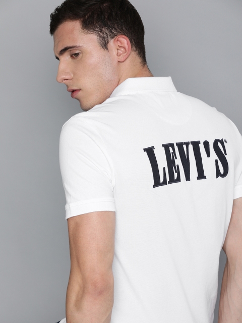 

Levis Men White Printed Slim Fit Polo Collar T-shirt