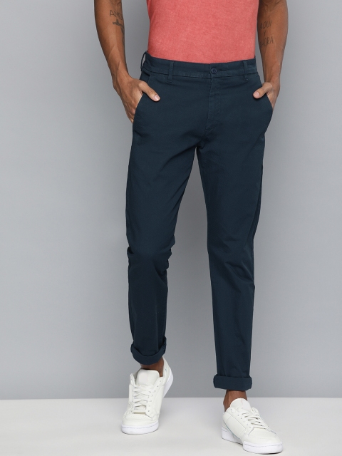 

Levis Men Teal Blue 512 Slim Fit Self Design Regular Trousers