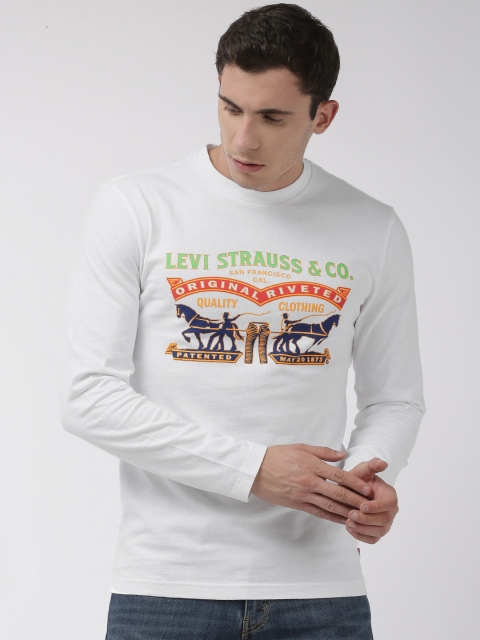 

Levis Men White Printed Round Neck Pure Cotton T-shirt