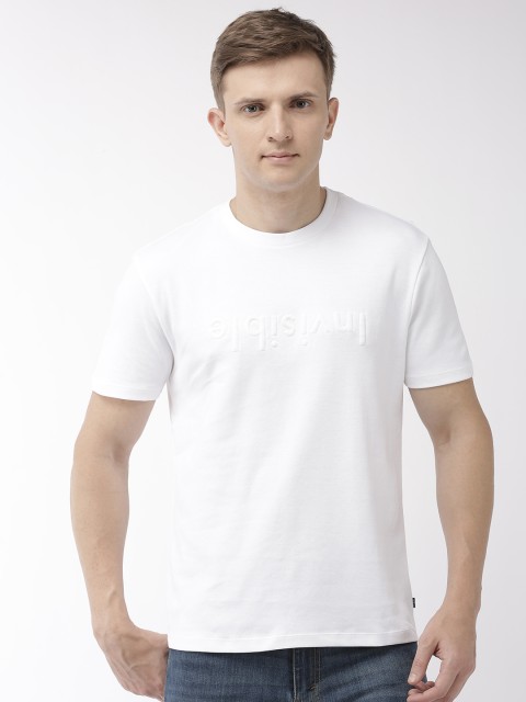 

Levis Men White Solid Round Neck T-shirt With Embossed Detail