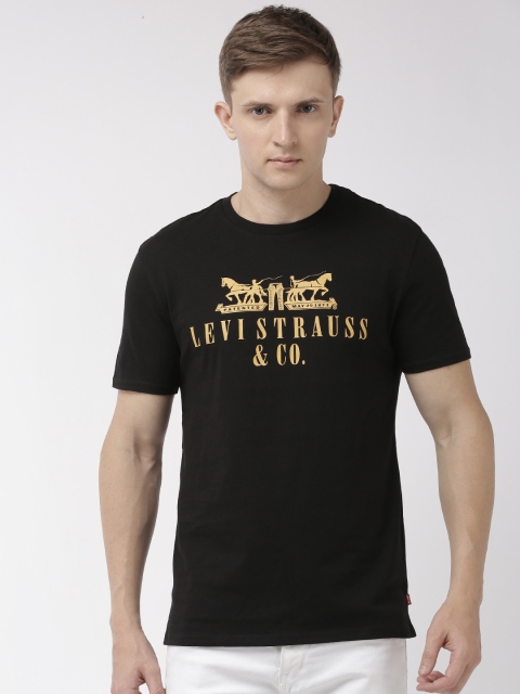 

Levis Men Black Printed Round Neck Pure Cotton T-shirt
