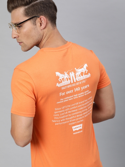 

Levis Men Orange Back Printed Round Neck T-shirt