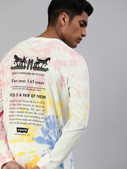 

Levis Men White & Pink Dyed Round Neck T-shirt With Back Print