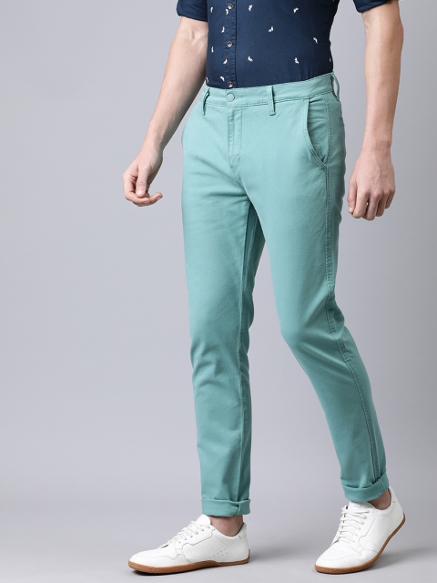 

Levis Men Turquoise Blue 512 Slim Tapered Fit Solid Chinos