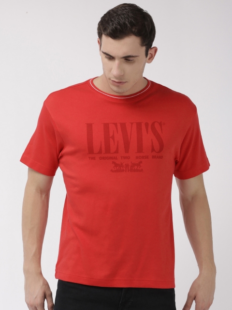 

Levis Men Red Printed Round Neck Pure Cotton T-shirt