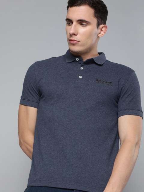 

Levis Men Blue Solid Polo Collar T-shirt with Embroidered Detailing