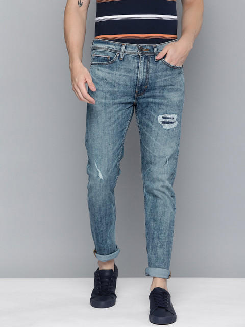 

Levis Men Blue 512 Slim Tapered Fit Mid-Rise Low Distress Stretchable Jeans