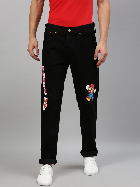

Levis Men Super Mario Black 501 Slim Tapered Fit Mid-Rise Clean Look Stretchable Jeans